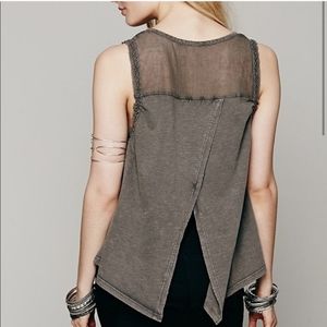 Free people beaded slit back tank top